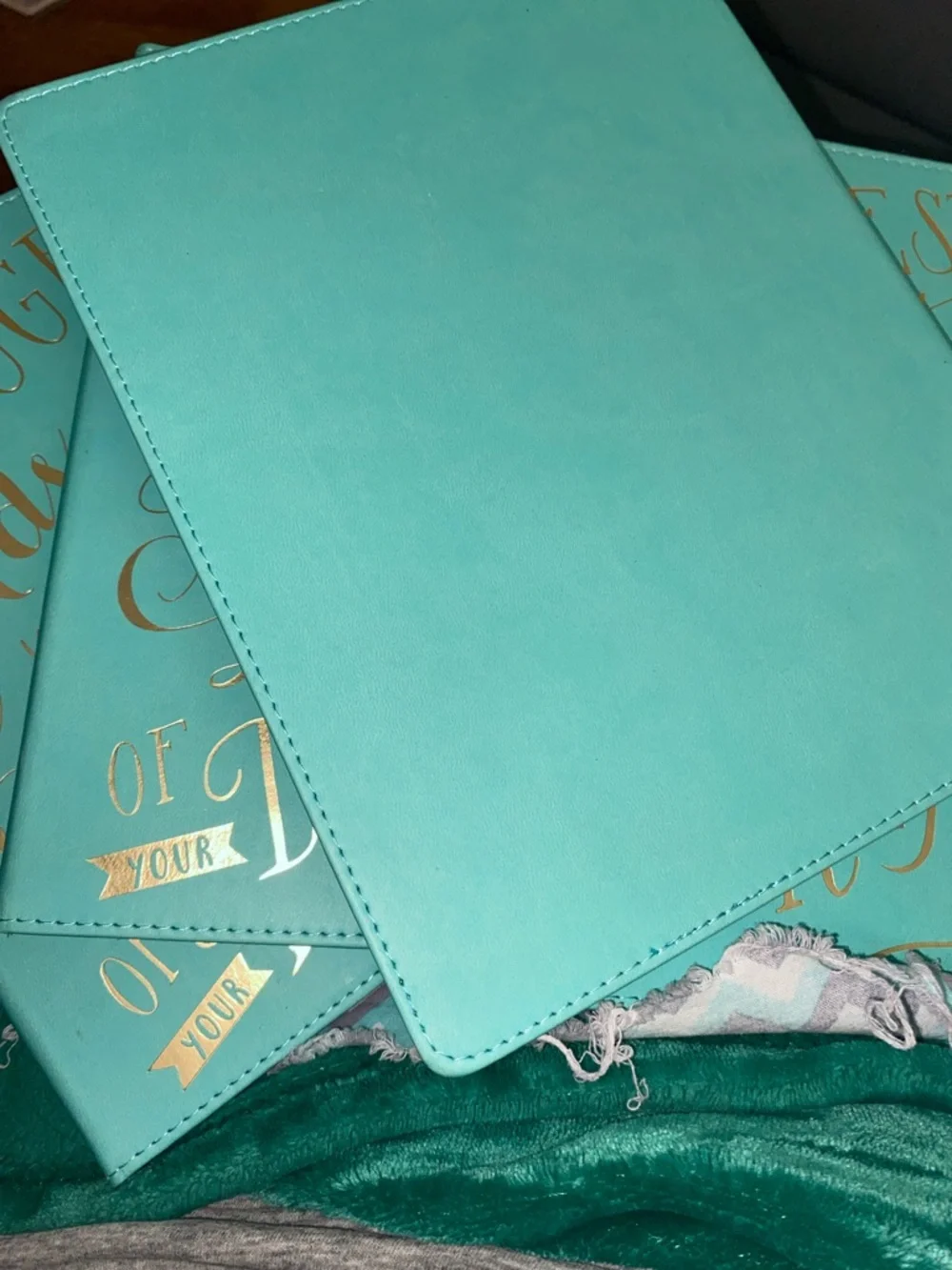 Set of 4: Teal Gold Script Hardcover Journals